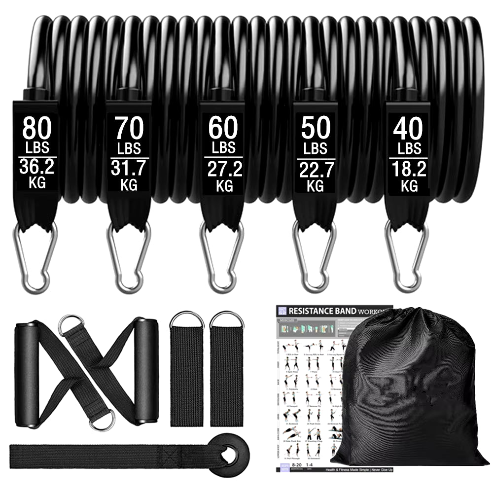 360Lbs Fitness Exercises Resistance Bands Set Elastic Tubes Pull Rope Yoga Band Training Workout Equipment for Home Gym Weight